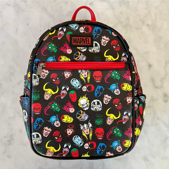 Marvel Funko Mini Black Back Pack Bag with Character's Heads All Over Print - Picture 1 of 10